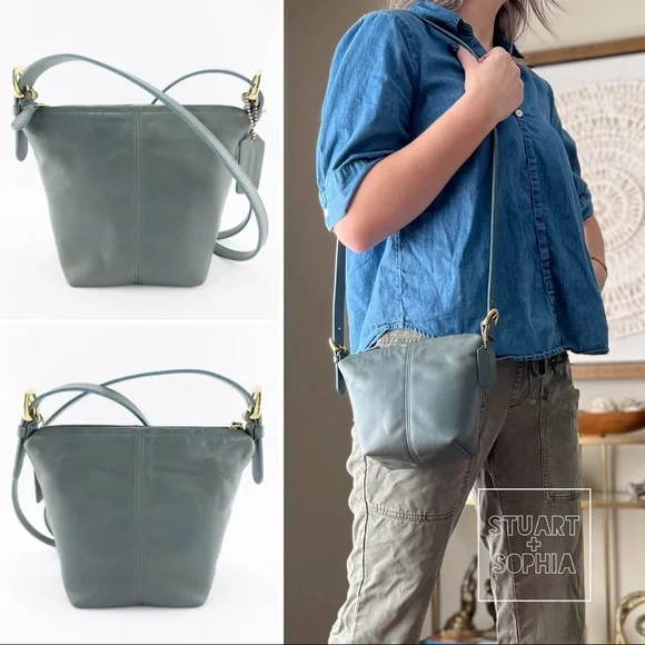 バッグ Vintage Coach MacDougal Zip Shoulder Bag Vintage Coach Bag, Coach Macdougal Zip, Bottle Green Coach